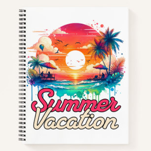 Sommerferien Tropischer Sonnenuntergang Strand Ret Notizbuch