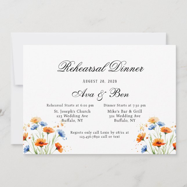 Sommerfeste Wildblume Einladung (Vorderseite)