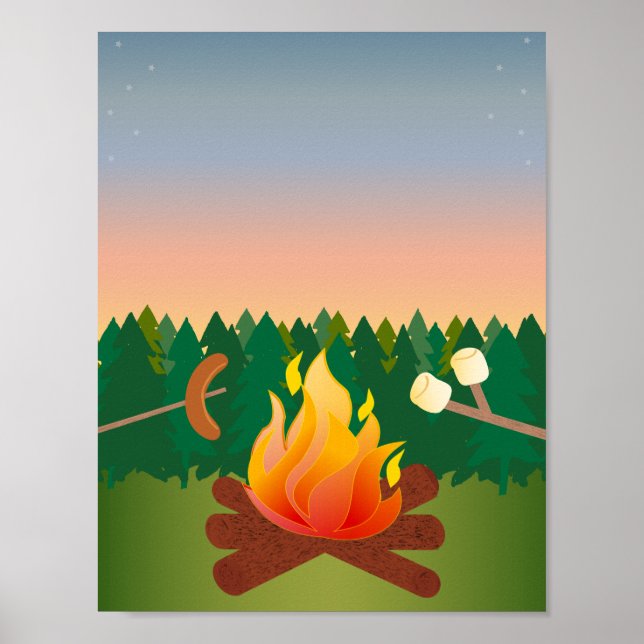 Sommerfeuer im Freien Poster (Vorne)