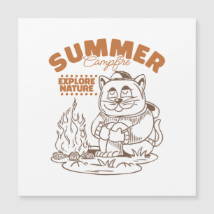 Sommerfeuerentdecke Natur - Vintage Katze Magnetkarte