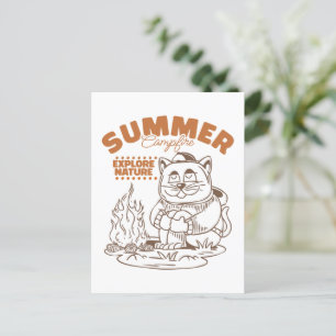 Sommerfeuerentdecke Natur - Vintage Katze Postkarte