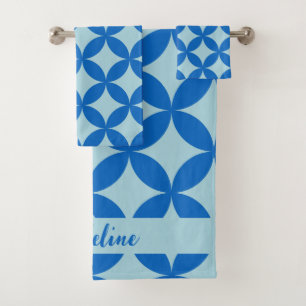 Sommerfliese mit Azurkeln auf Babyblau Badhandtuch Set