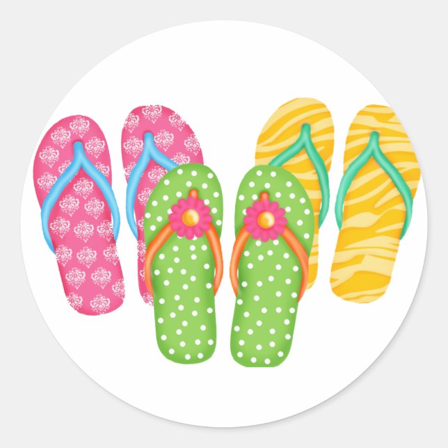 Sommerflip Flops Runder Aufkleber (Vorderseite)