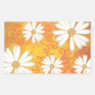 Sommerflorale gepunktete Stamm Daisy Tattoo Muster Rechteckiger Aufkleber