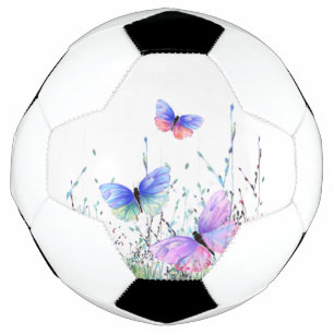 Sommerfreude - farbenfrohe Schmetterlinge fliegen  Fußball