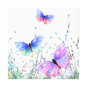 Sommerfreude - farbenfrohe Schmetterlinge fliegen  Leinwanddruck