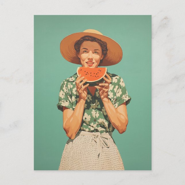 Sommerfreude mit Watermelon Postkarte (Vorderseite)
