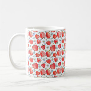 Sommerfrische und helle Erdbeermuster. Wasser Kaffeetasse