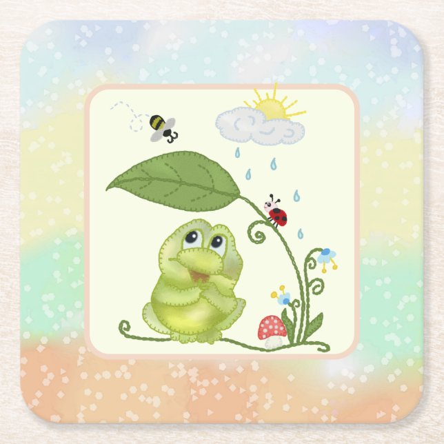 Sommerfrosch Rechteckiger Pappuntersetzer (Vorderseite)