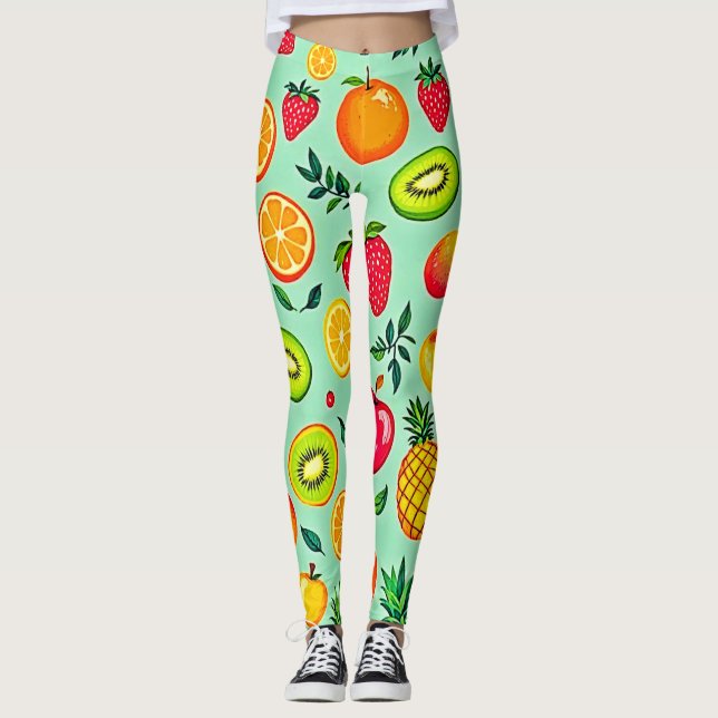 Sommerfrüchte Nahtloses Design Leggings (Vorderseite)
