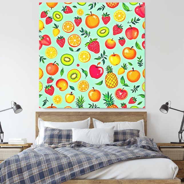 Sommerfrüchte Nahtloses Design Leinwanddruck (Insitu (Schlafzimmer))
