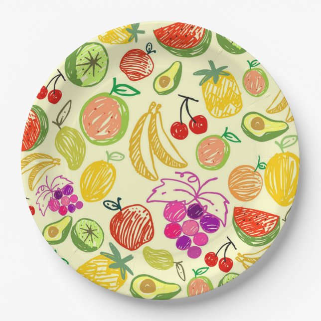 Sommerfrüchte Pappteller (Vorderseite)