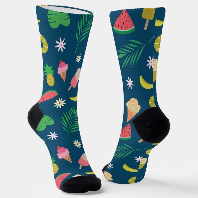 Sommerfrüchte und Eis Muster Socken (Gewinkelt)