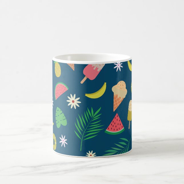 Sommerfrüchte und Eiscreme-Muster    Kaffeetasse (Mittel)