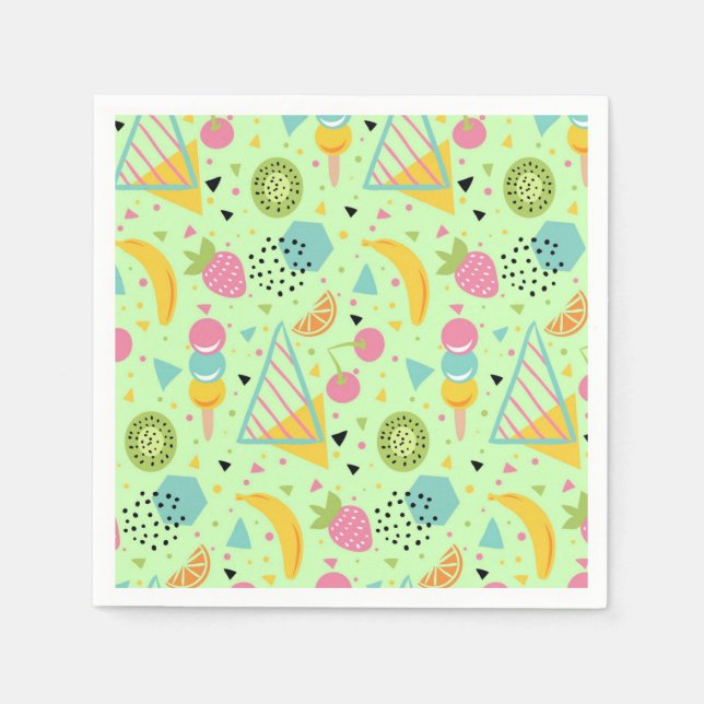 Sommerfrüchte und geometrische Formen Napkins Serviette (Vorderseite)