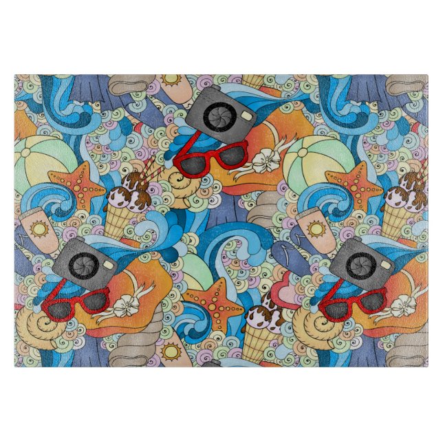 Sommerfußmuster Schneidebrett (Vorderseite)