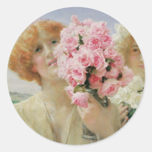 Sommergabe von Sir Lawrence Alma-Tadema Runder Aufkleber