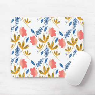 Sommergarten Blau Gelbe Korallen Blumen Mousepad