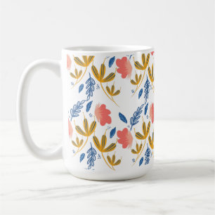 Sommergarten Blumen Blau Koralle Rosa Grünzeug Kaffeetasse