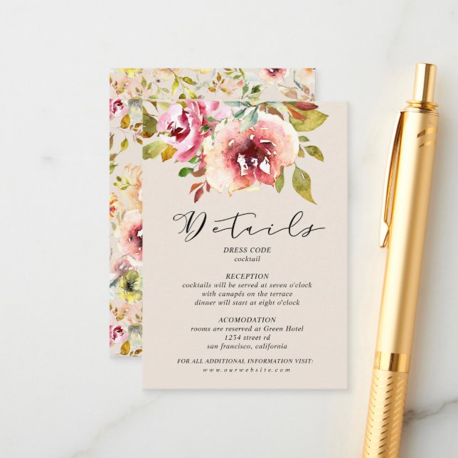 Sommergarten Blumenzettel Begleitkarte (Vorderseite/Rückseite Beispiel)