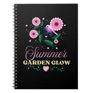 Sommergarten-Glanz Vogel Blumen Botanik Notizblock