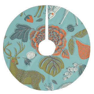 Sommergarten Hirsch Nahtlose Illustration. Polyester Weihnachtsbaumdecke