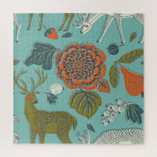 Sommergarten Hirsch Nahtlose Illustration. Puzzle