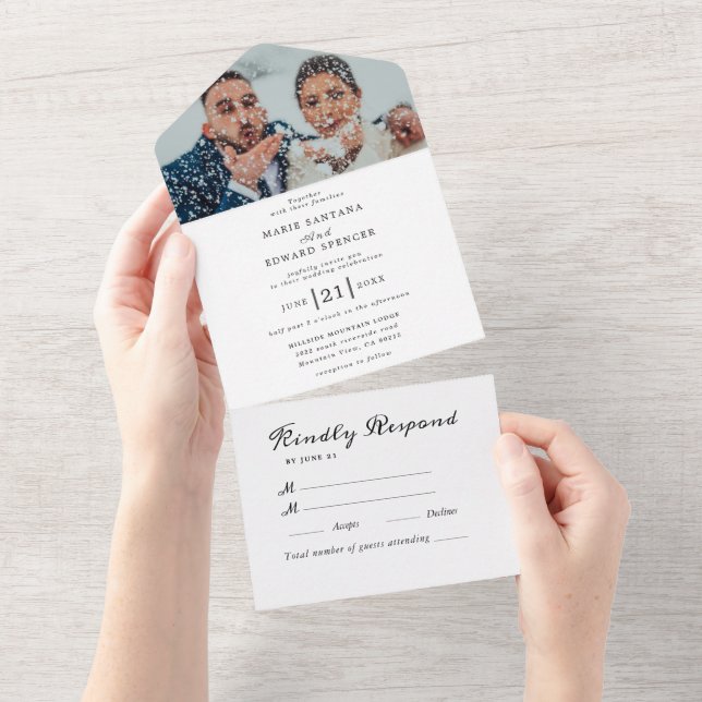 Sommergarten Hochzeit der Wasserfarben All In One Einladung (Abreißen)