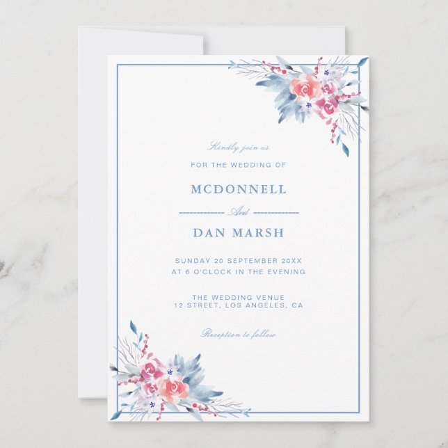 Sommergarten Hochzeit der Wasserfarben Einladung (Vorderseite)