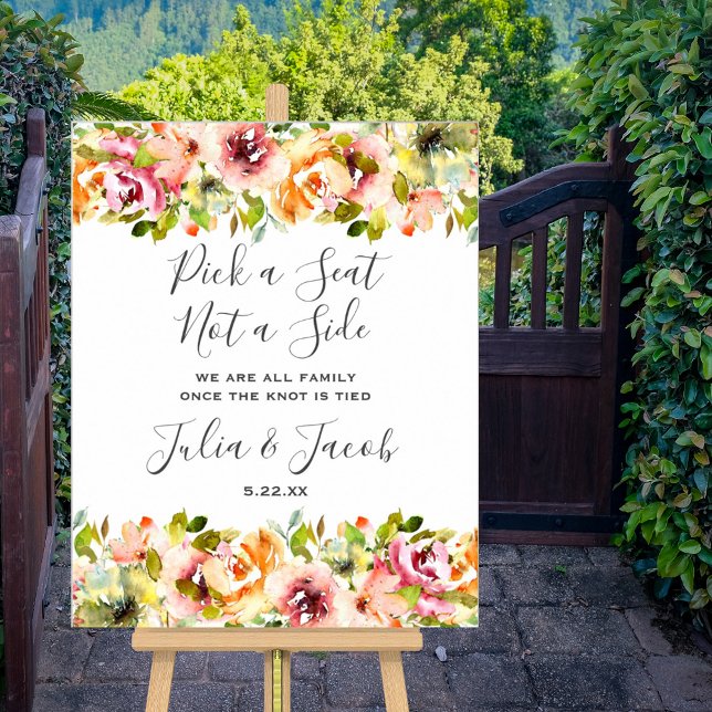 Sommergarten Hochzeit der Wasserfarben Poster (Summer Garden Watercolor Floral Wedding Poster)
