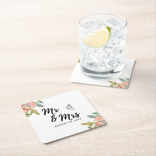 Sommergarten Hochzeit der Wasserfarben Rechteckiger Pappuntersetzer (Vor Ort)