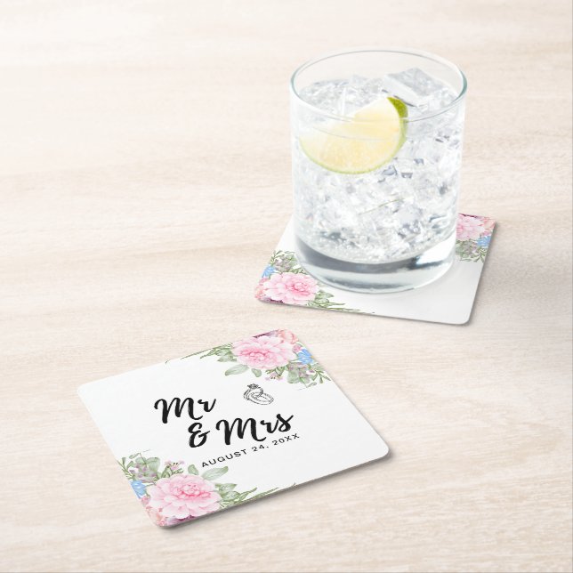 Sommergarten Hochzeit der Wasserfarben Rechteckiger Pappuntersetzer (Vor Ort)