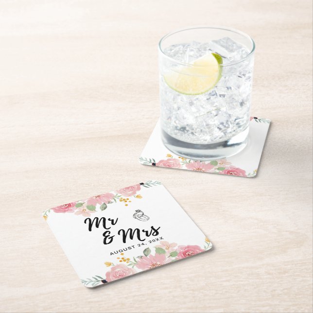 Sommergarten Hochzeit der Wasserfarben Rechteckiger Pappuntersetzer (Vor Ort)