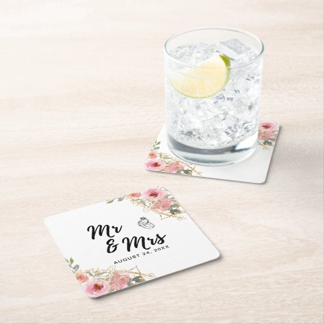 Sommergarten Hochzeit der Wasserfarben Rechteckiger Pappuntersetzer (Vor Ort)