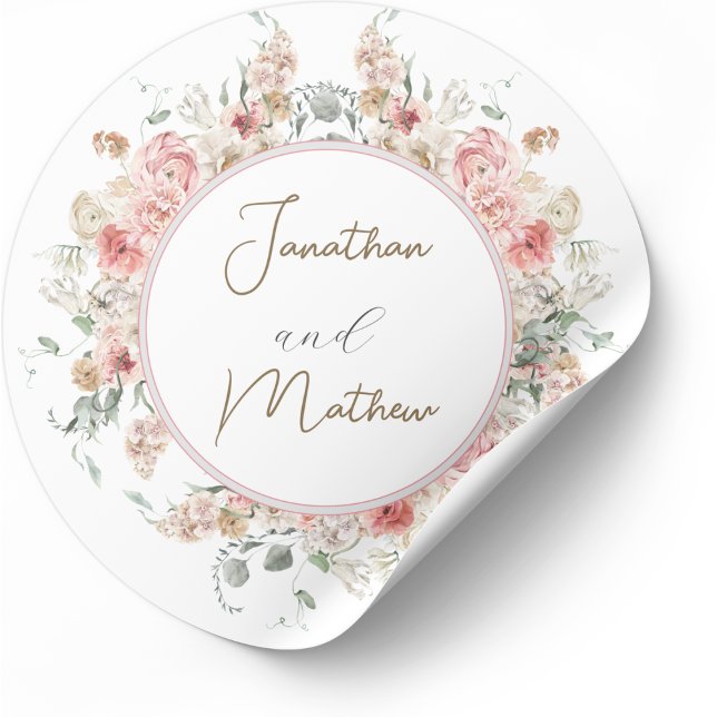 Sommergarten Hochzeit der Wasserfarben Runder Aufkleber (Summer Garden Watercolour Floral Wedding Classic Round Sticker
)