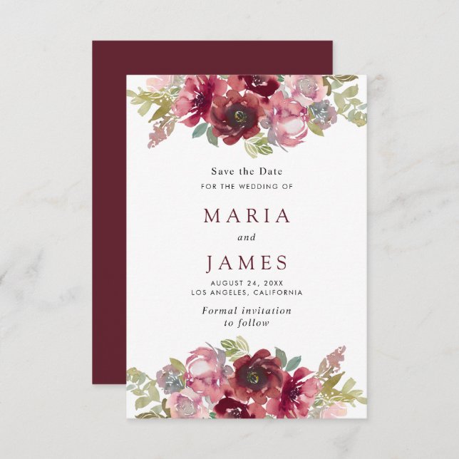 Sommergarten Hochzeit der Wasserfarben Save The Date (Vorne/Hinten)