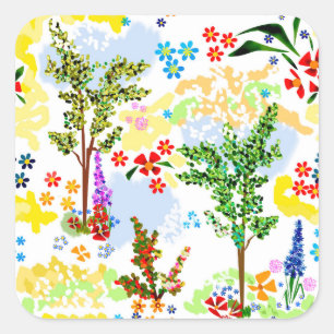 Sommergarten Quadratischer Aufkleber