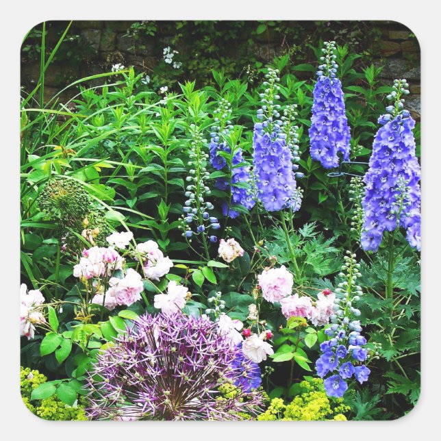 Sommergarten Quadratischer Aufkleber (Vorderseite)