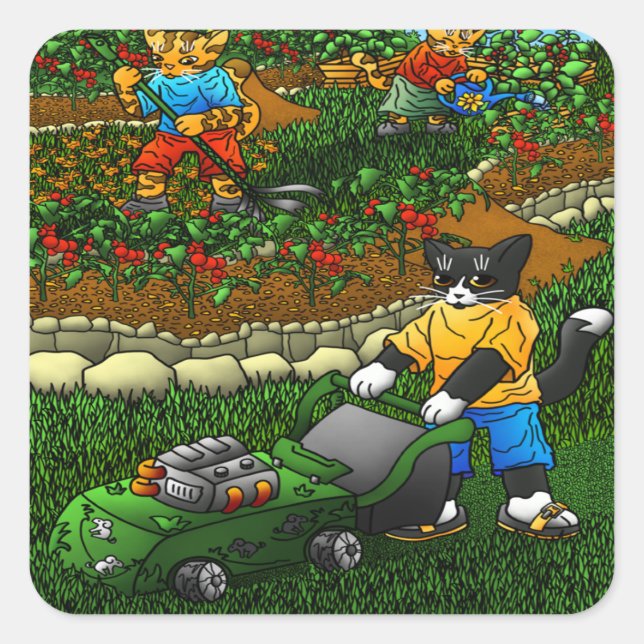 Sommergarten Quadratischer Aufkleber (Vorderseite)