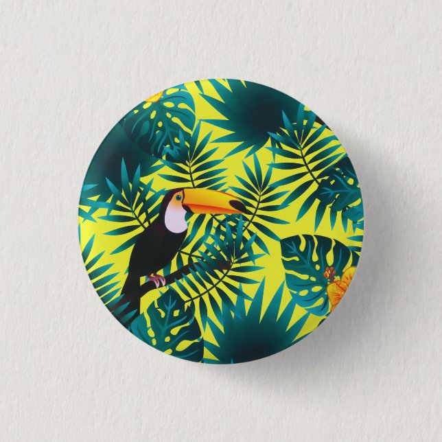 Sommergärten Tropischer Toucan Jungle Foliage Button (Vorderseite)