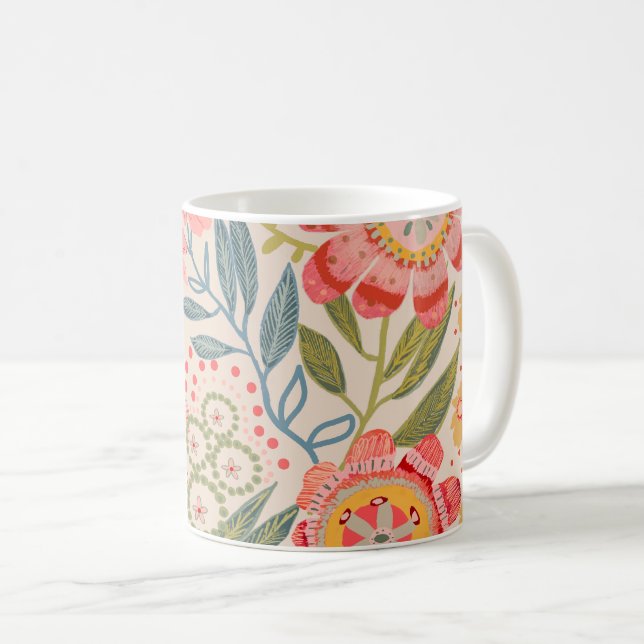 Sommergarten Üppige Blüten  Kaffeetasse (VorderseiteRechts)