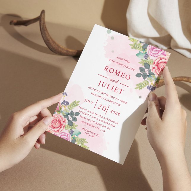 Sommergarten Wasserfarbenflora Einladung zur Hochz (Von Creator hochgeladen)