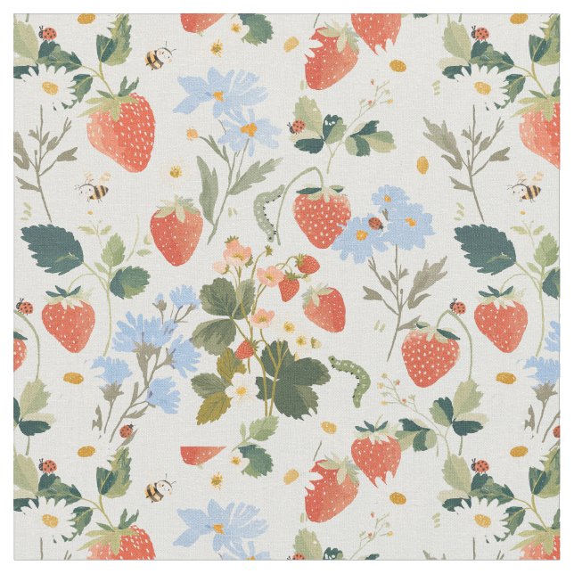 Sommergartenwanzen-Beeren-Wildblumen-Raupe Stoff (Nahaufnahme)