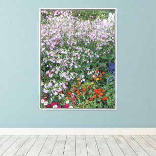 Sommergärtnerei mit farbenfrohen Blumen Leinwanddruck
