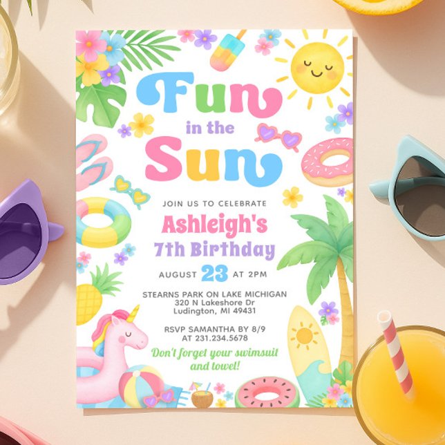 Sommergeburt Einladung - Spaß in der Sonne (Summer Birthday Invitation - Fun in the Sun
)