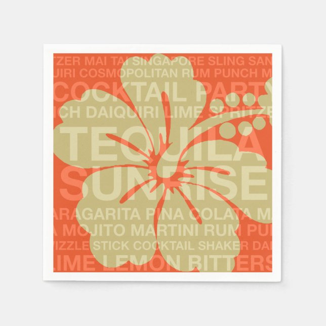 Sommergeistes Cocktails und Hibiskus Paper Napkins Serviette (Vorderseite)