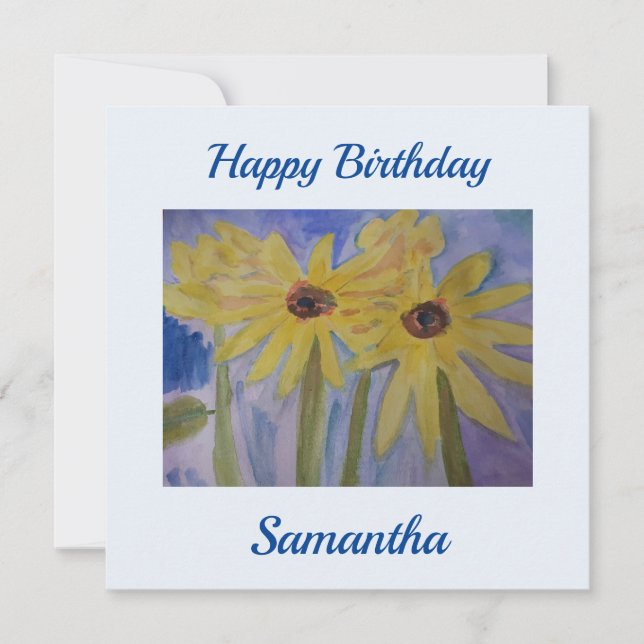 Sommergelbe Sonnenblumen Flat Birthday Card Karte (Vorderseite)