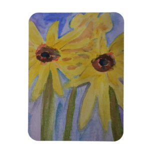Sommergelbe Sonnenblumen Flexibles Foto Magnet