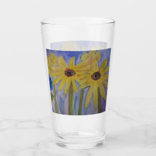 Sommergelbe Sonnenblumen Glas