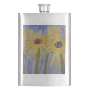 Sommergelbe Sonnenblumen Klassische Flasche Flachmann